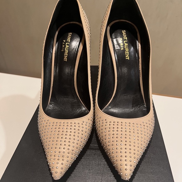 Saint Laurent Mat Napa/Microborchie Nude Pumps Size 41 - Picture 1 of 4